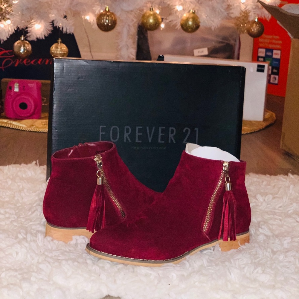 Wine Color Booties Forever 21